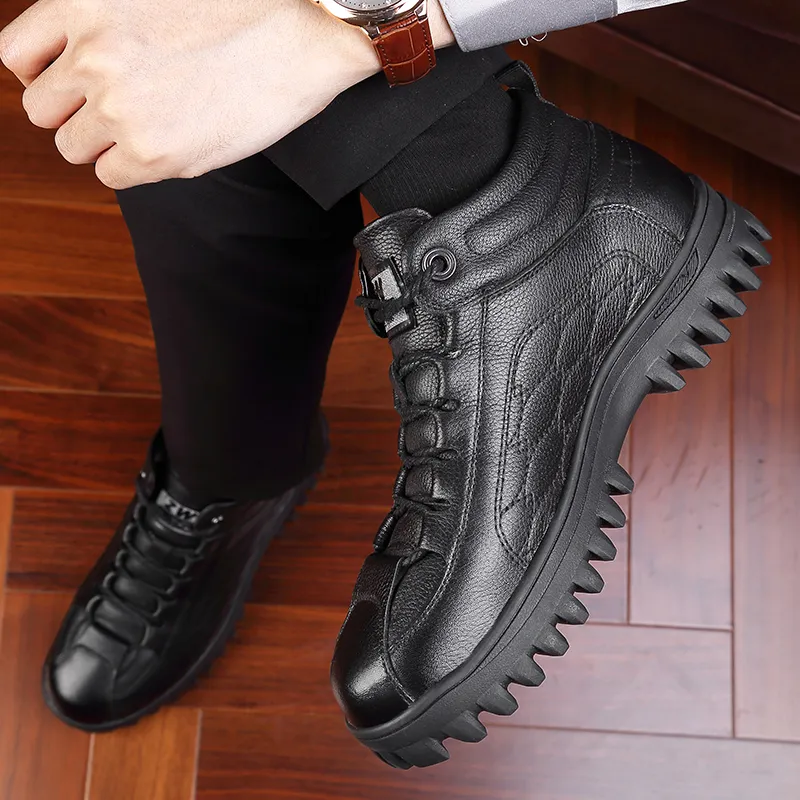 Bindu Casual Leather Shoes Men's Black-7