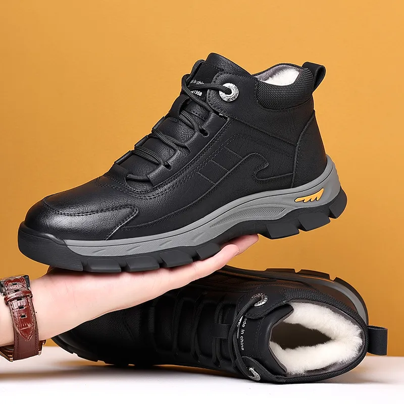 Bindu Abrasion Resistant Mid Top Casual Shoes Men's Black-5