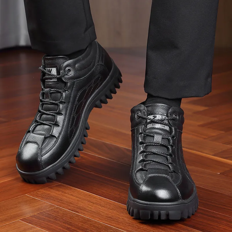 Bindu Casual Leather Shoes Men's Black-5