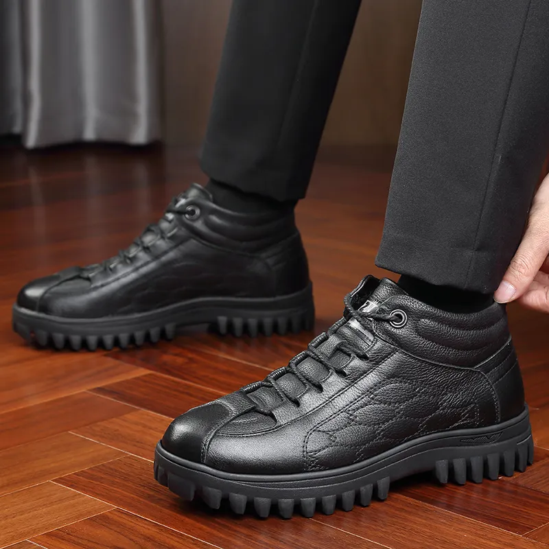 Bindu Casual Leather Shoes Men's Black-4