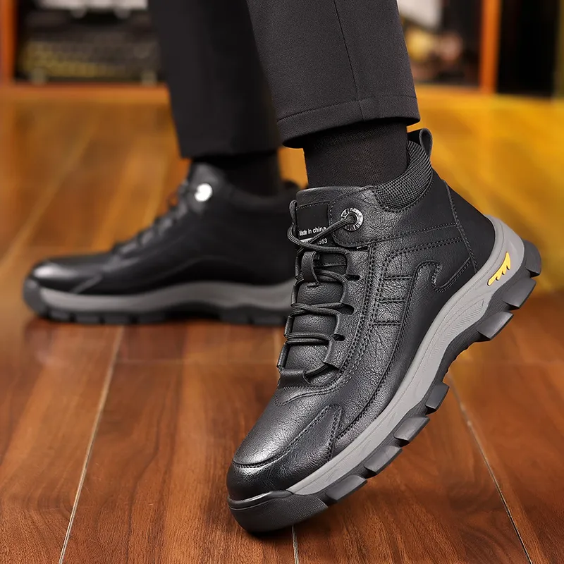 Bindu Abrasion Resistant Mid Top Casual Shoes Men's Black-3