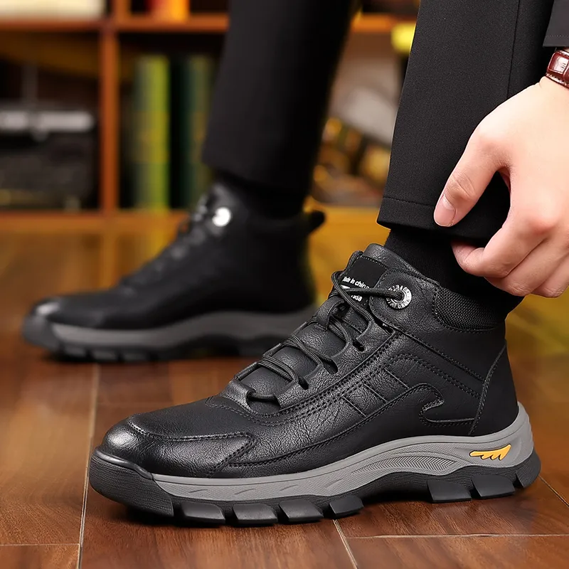 Bindu Abrasion Resistant Mid Top Casual Shoes Men's Black-4