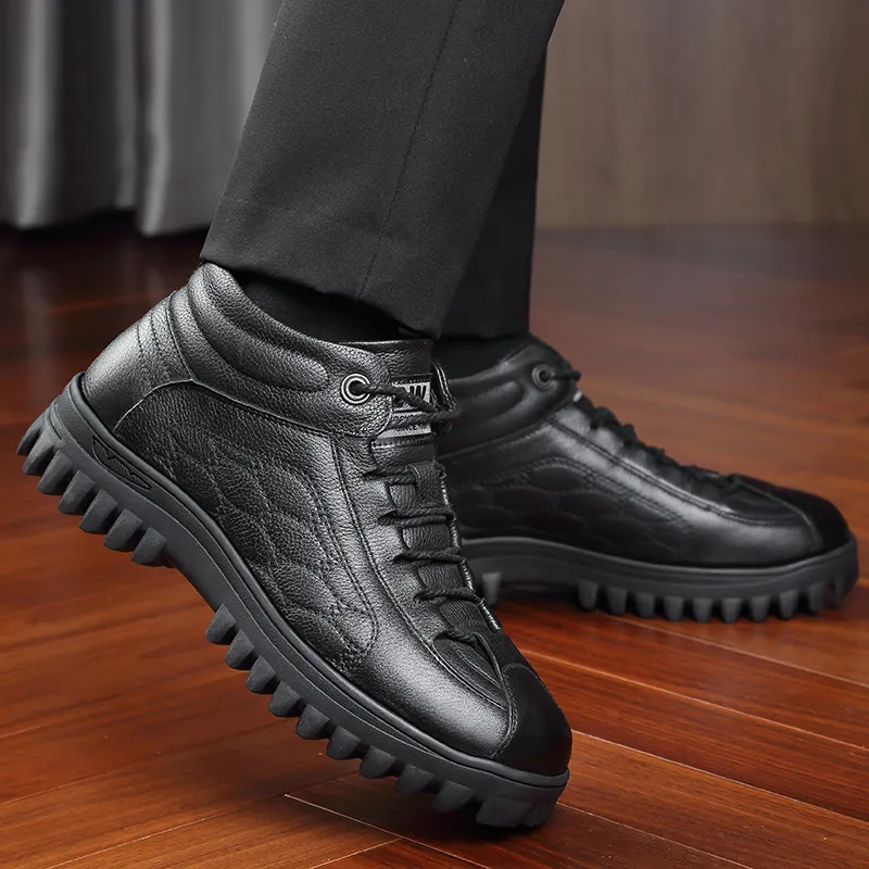 Bindu Casual Leather Shoes Men's Black-6
