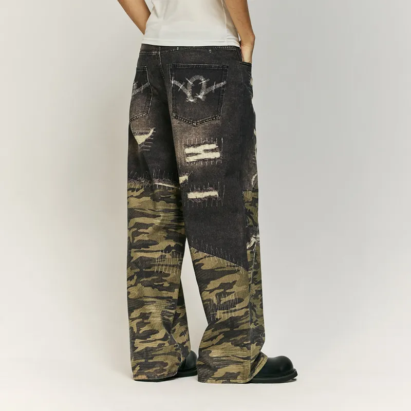 AMBER LIGHT Jeans Unisex Green Camouflage-5