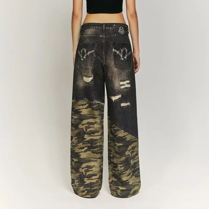 AMBER LIGHT Jeans Unisex Green Camouflage-3