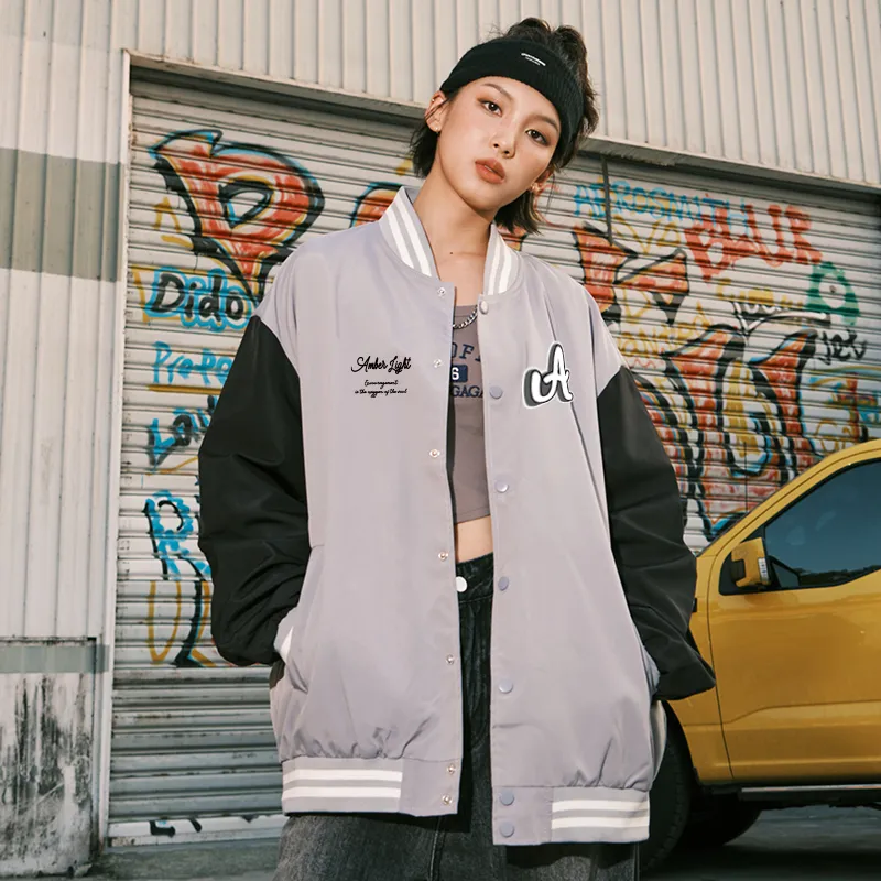 AMBER LIGHT Baseball Jacket Unisex Khaki-10