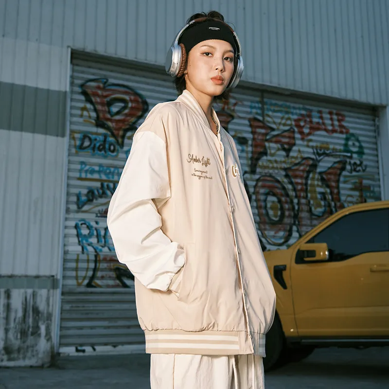 AMBER LIGHT Baseball Jacket Unisex Khaki-13