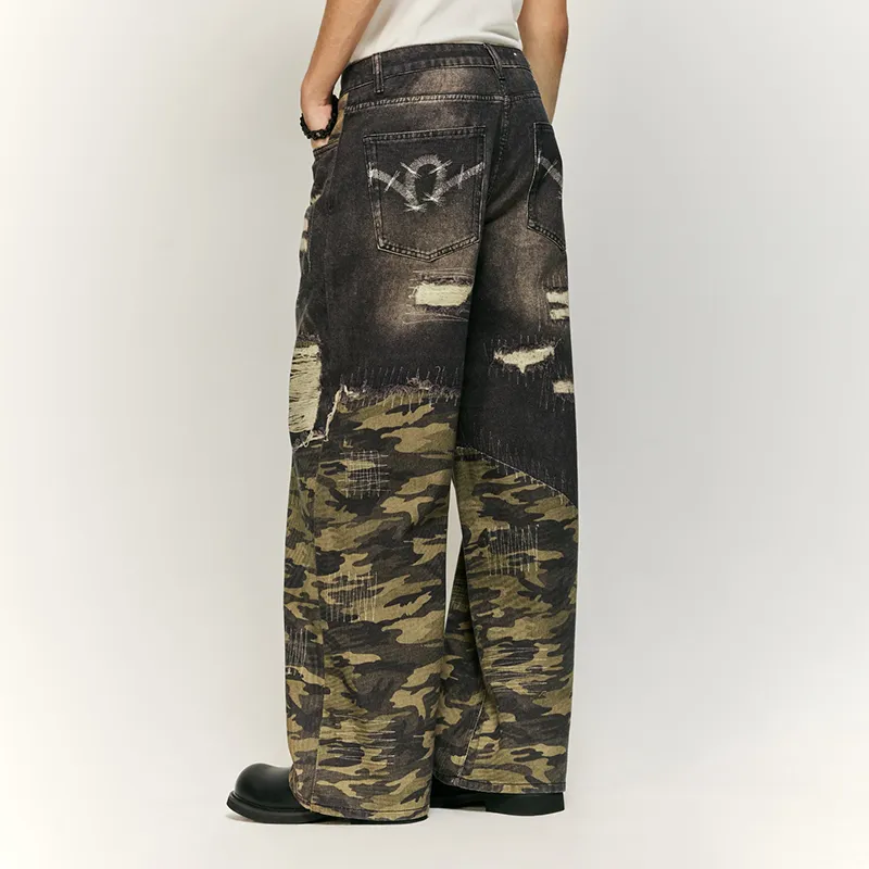 AMBER LIGHT Jeans Unisex Green Camouflage-6