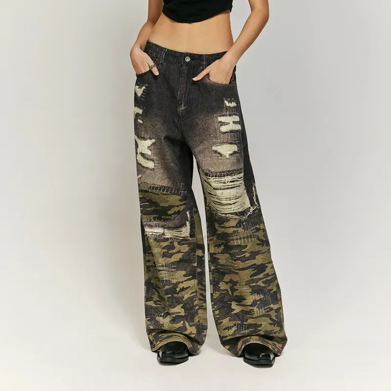 AMBER LIGHT Jeans Unisex Green Camouflage-2