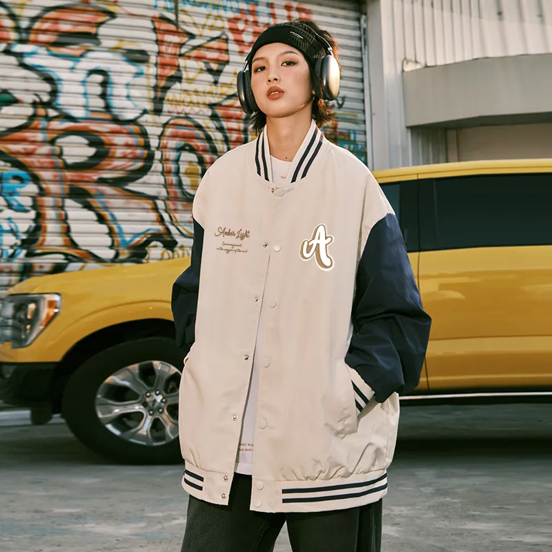 AMBER LIGHT Baseball Jacket Unisex Khaki-2