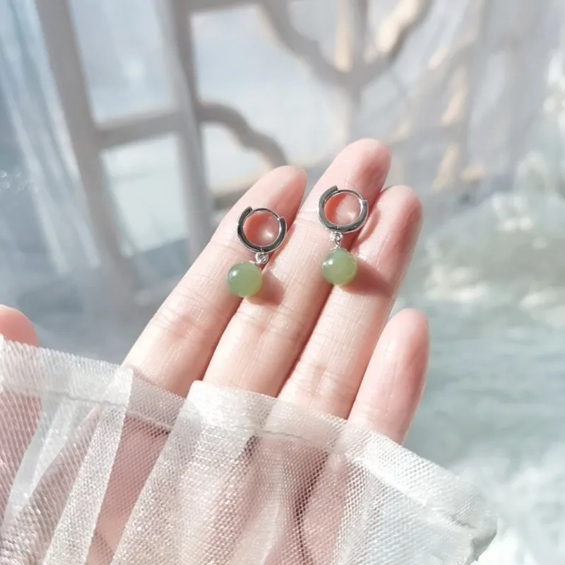 DAISY BEAUTY Hetian Jade Earrings Green Jade Women's-2