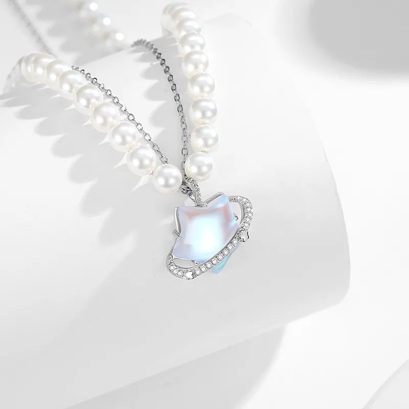 DAISY BEAUTY S925 Silver Pearl Necklaces Women's-5