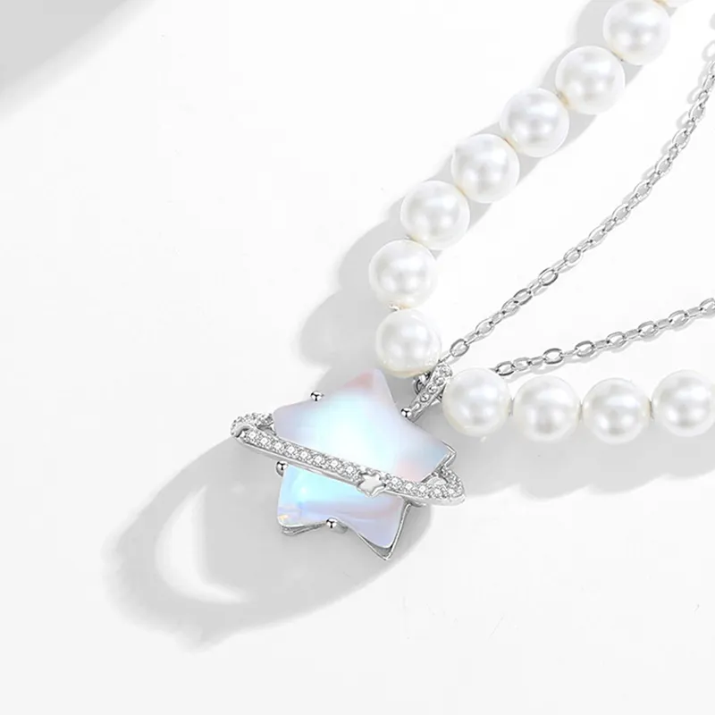 DAISY BEAUTY S925 Silver Pearl Necklaces Women's-2