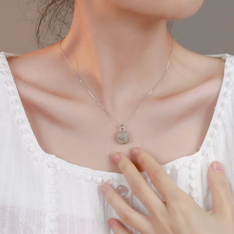 DAISY BEAUTY Hetian Jade Necklaces Pale Greenish White Jade Women's-1