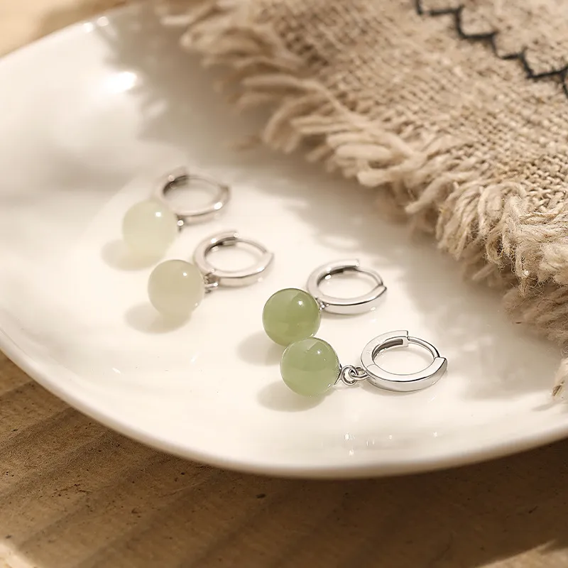 DAISY BEAUTY Hetian Jade Earrings Green Jade Women's-4