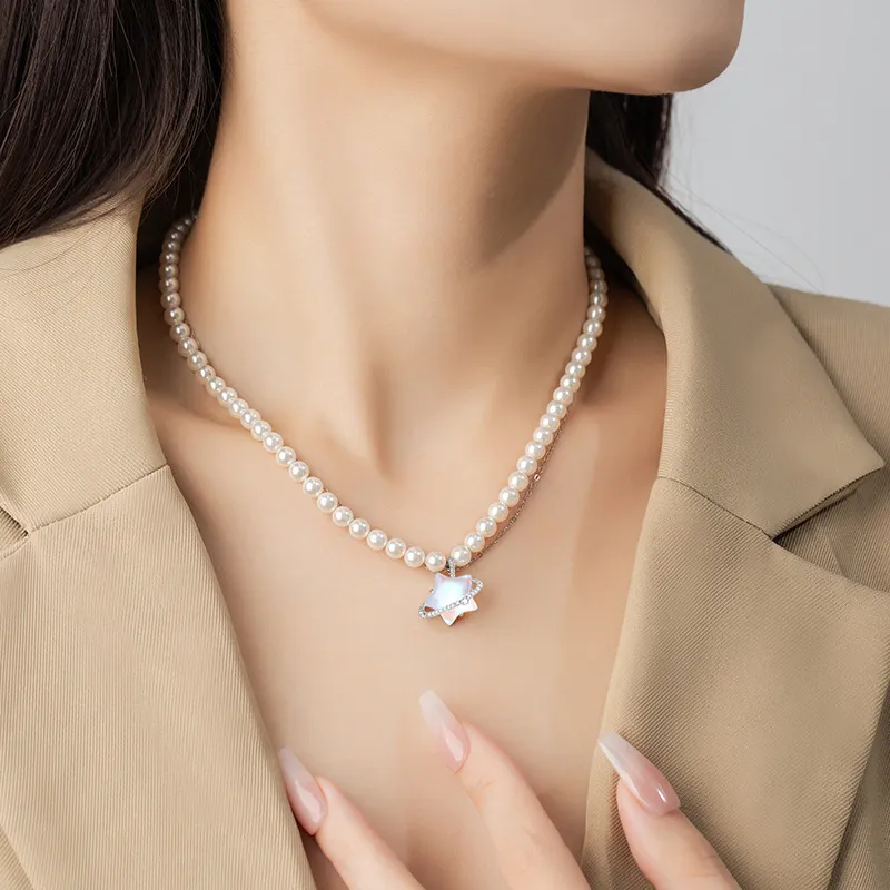DAISY BEAUTY S925 Silver Pearl Necklaces Women's-3