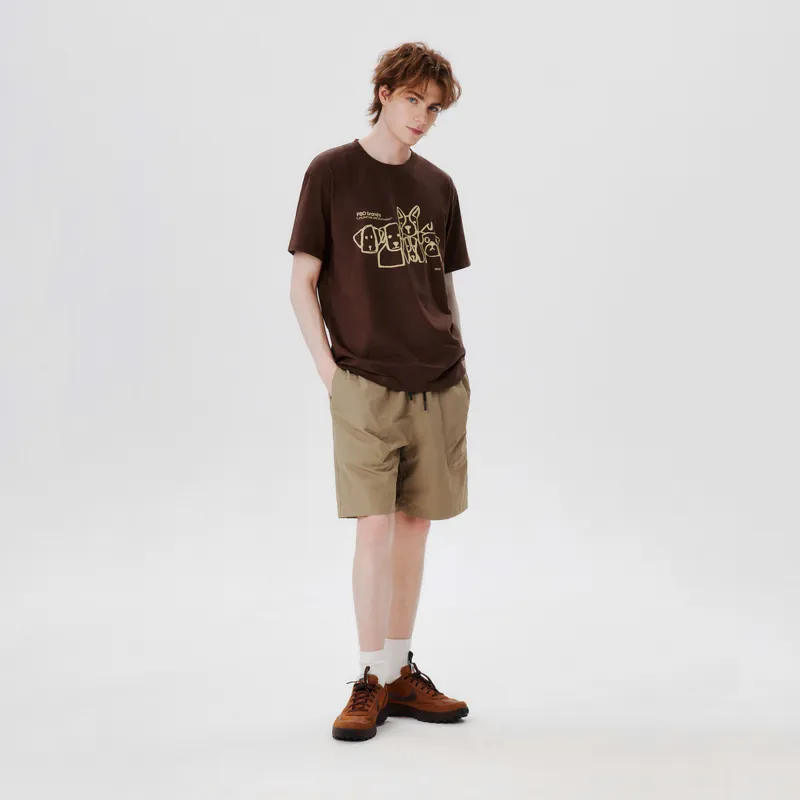 PSO Brand Puppy Series Trendy Brand Trendy Drop Shoulder Top Short Sleeved T Shirts Unisex-5