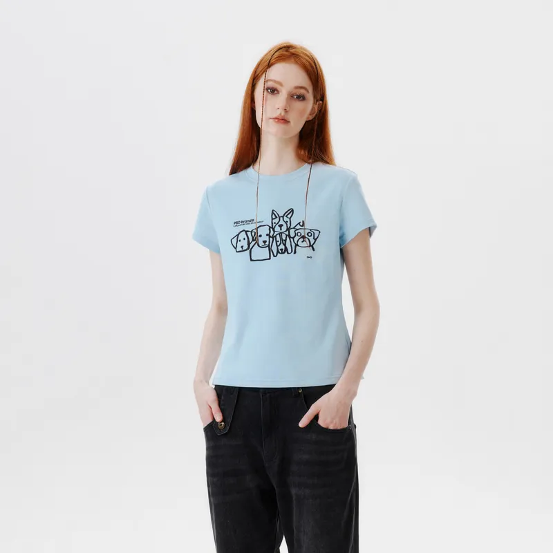 PSO Brand Puppy Series Trendy Brand Trendy Drop Shoulder Top Short Sleeved T Shirts Unisex-55