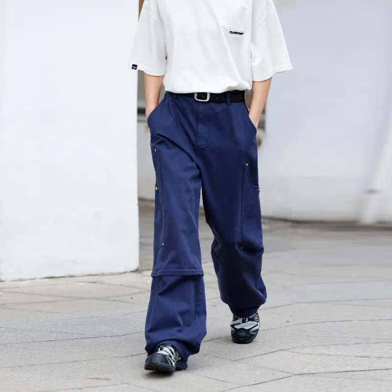 PSO Brand Cargo Pants Unisex Navy-3