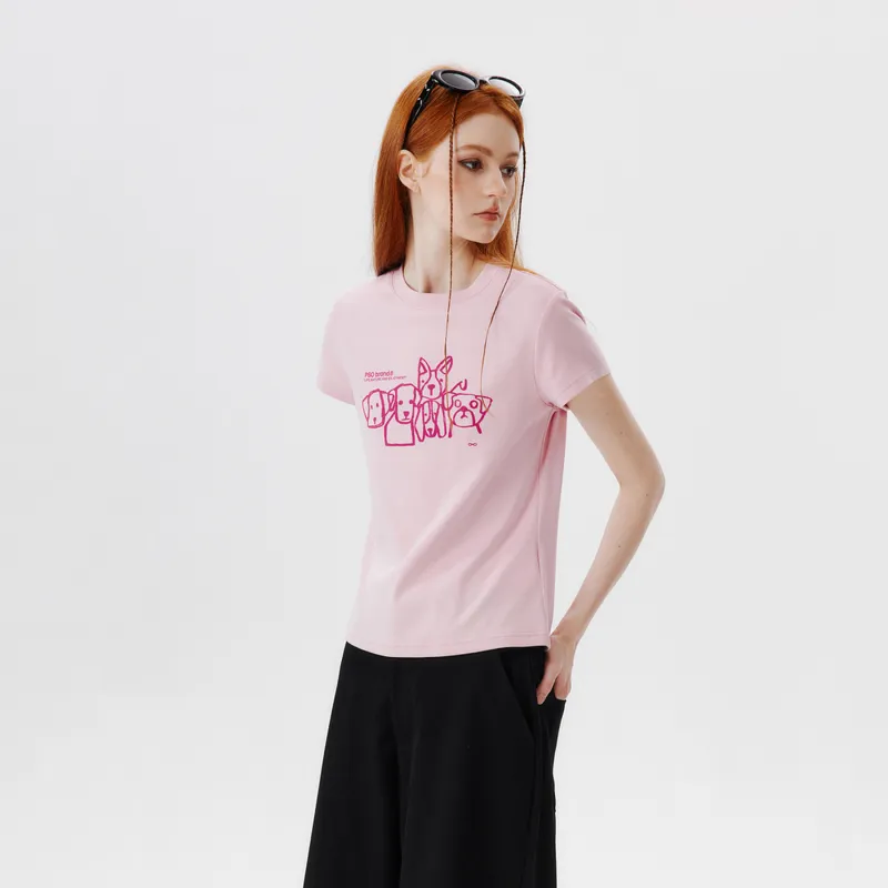 PSO Brand Puppy Series Trendy Brand Trendy Drop Shoulder Top Short Sleeved T Shirts Unisex-49