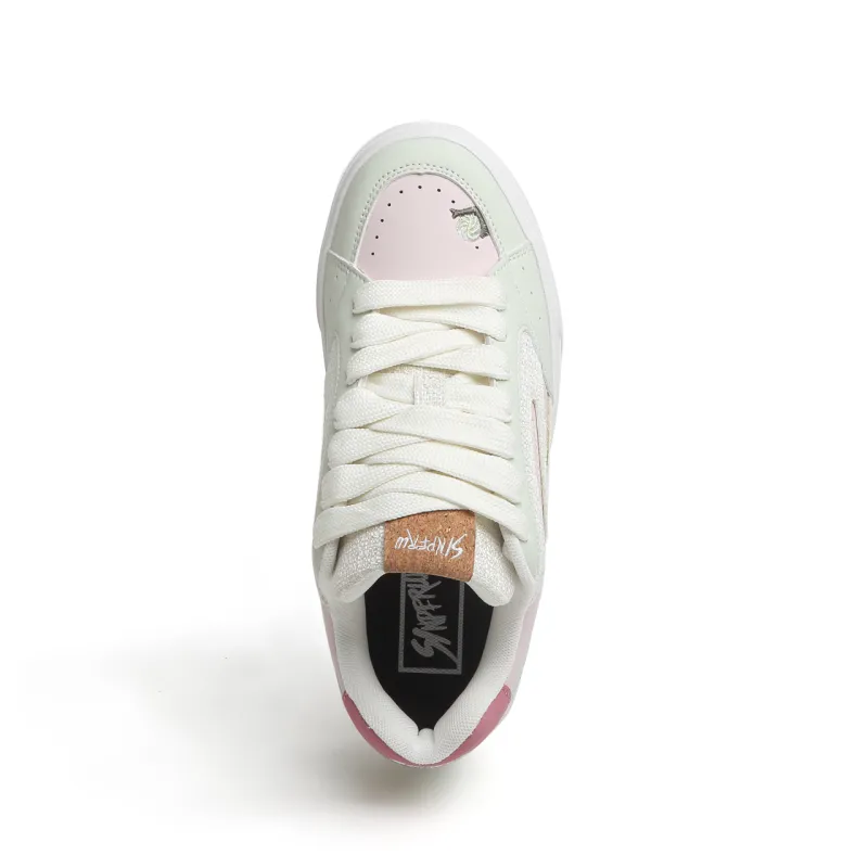 SINPERCO Slip Resistant, Abrasion Resistant, Lightweight Low Top Skateboard Shoes Women's Olive Green Pink-3