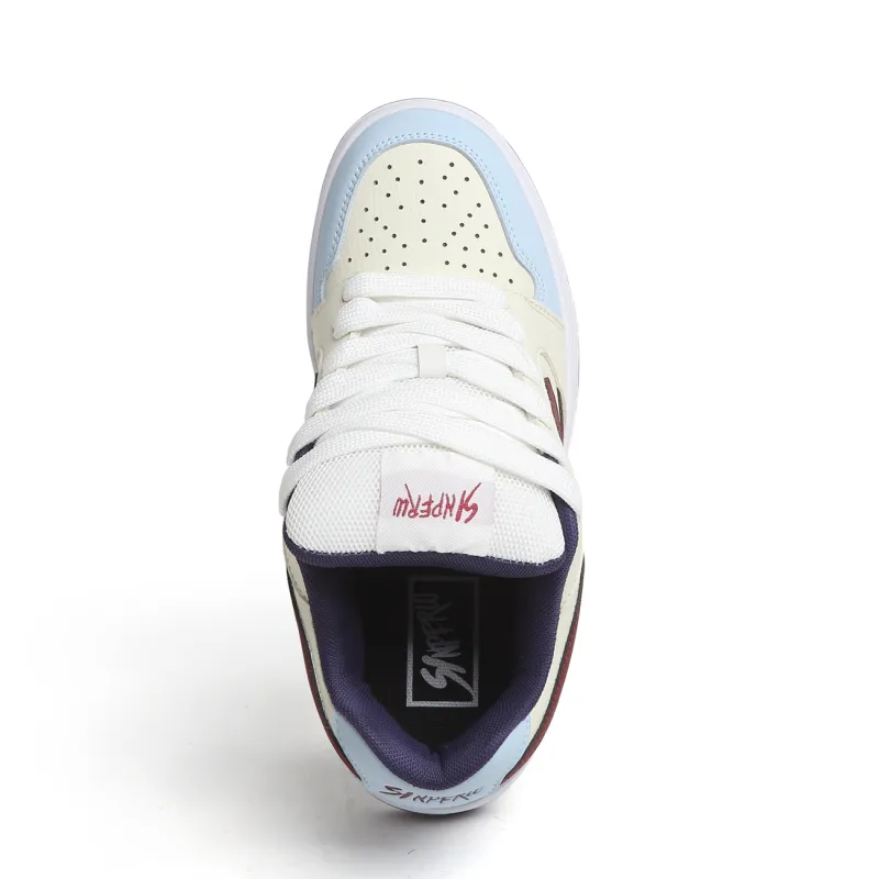 SINPERCO Anti Slip Wear Resistant Low Top Skateboard Shoes Women's Cream Blue-4