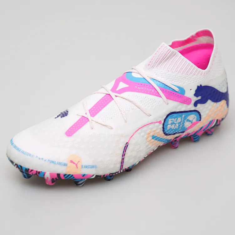PUMA FUTURE 7 ULTIMATE MG Rubber Short Studs Artificial Ground Support Soccer Shoes Men White Blue Pink-2