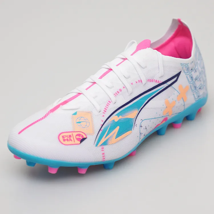 PUMA Ultra 5 Wear-Resistant Coverage Support Lightweight Soccer Shoes Men White-2