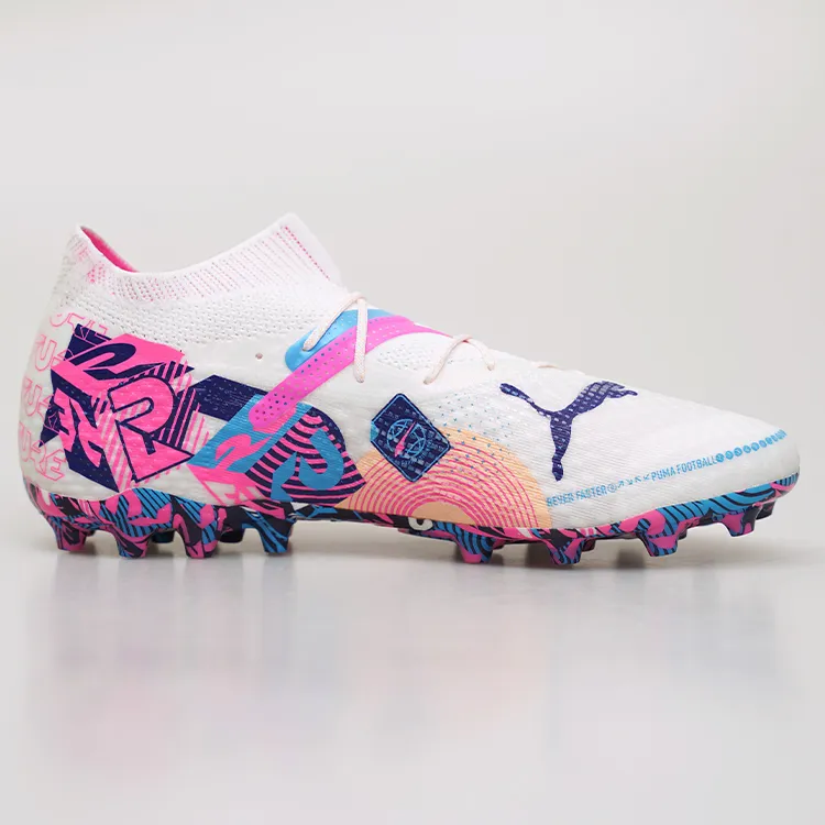 PUMA FUTURE 7 ULTIMATE MG Rubber Short Studs Artificial Ground Support Soccer Shoes Men White Blue Pink-1