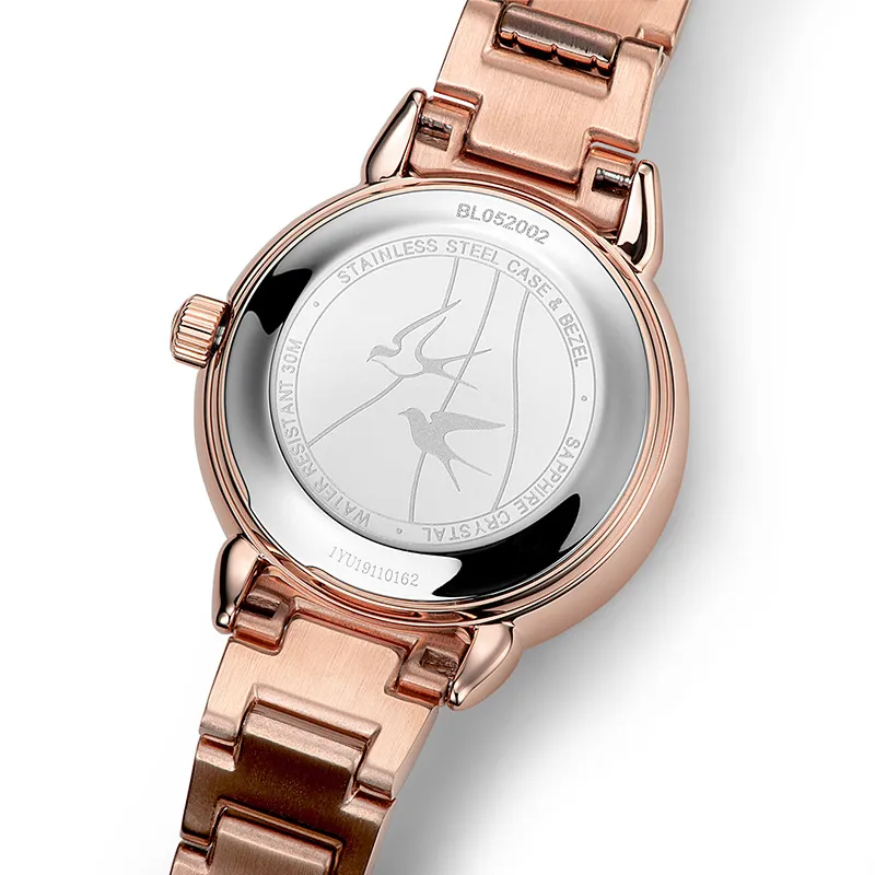 Beijing Double Swallow Mechanical Movement Stainless Steel Watchband Watch Women's Watch Black Dial-8