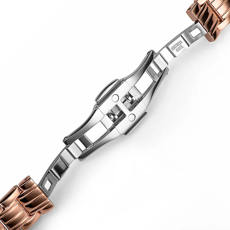 Beijing Double Swallow Mechanical Movement Stainless Steel Watchband Watch Women's Watch Black Dial-9