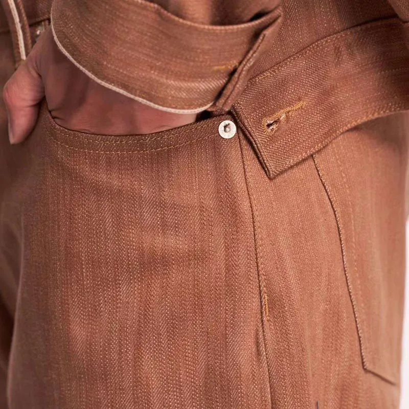 TEKABLU Jeans Men's Raw Denim Camel-9