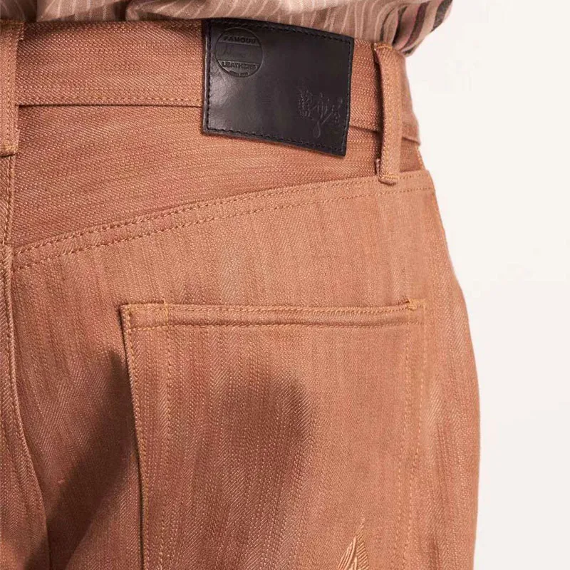 TEKABLU Jeans Men's Raw Denim Camel-10