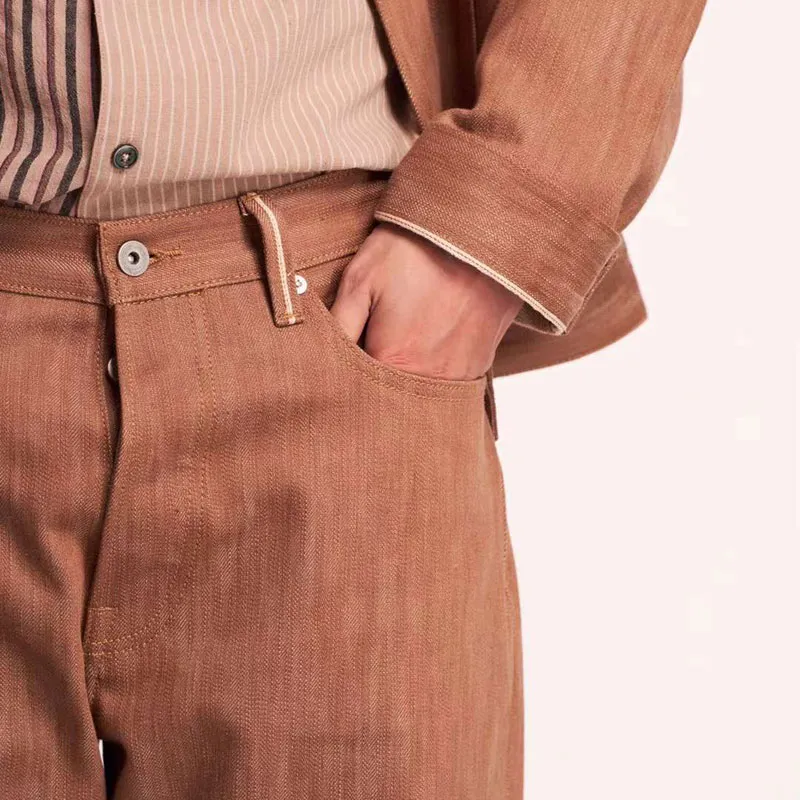 TEKABLU Jeans Men's Raw Denim Camel-4