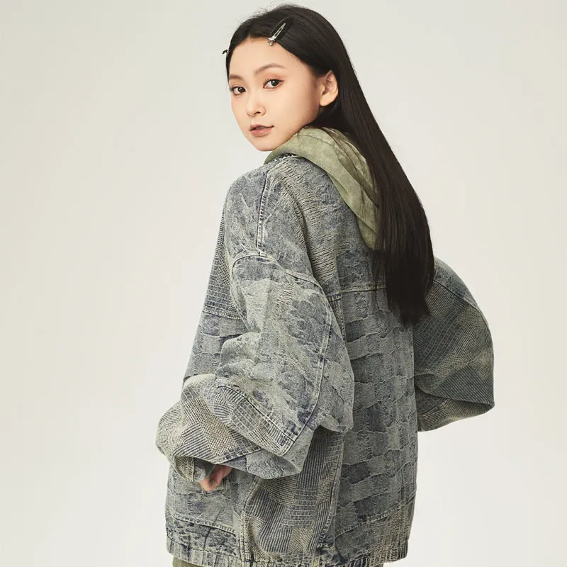 TEKABLU Loose Fit Jacket Unisex Denim Blue-3