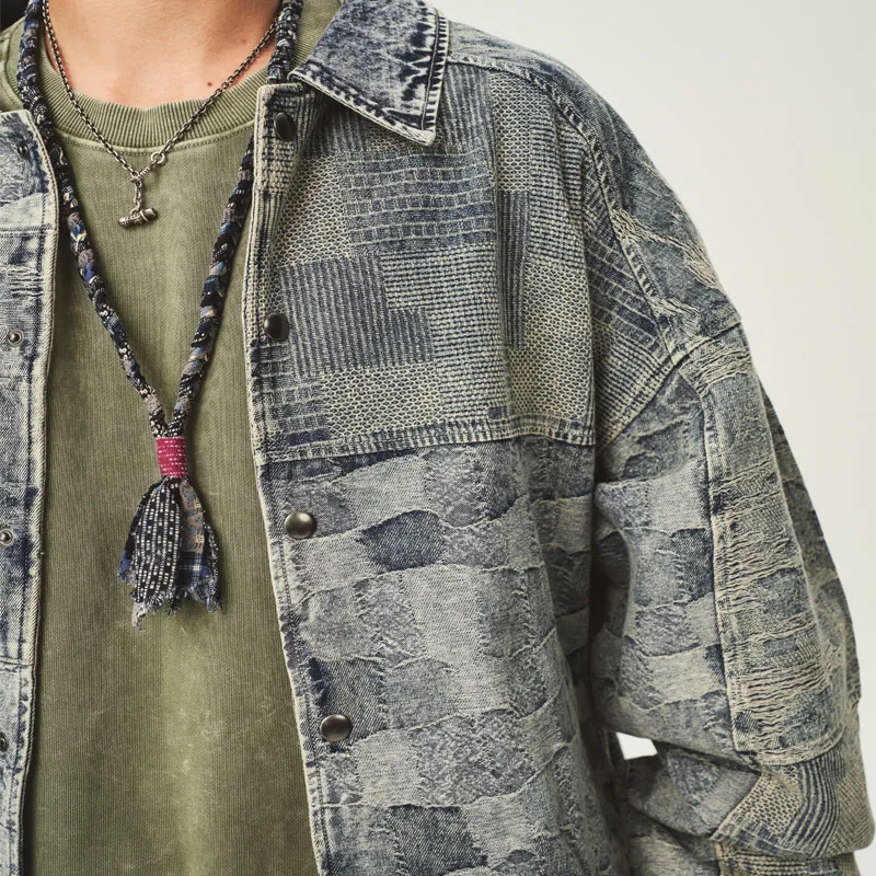 TEKABLU Loose Fit Jacket Unisex Denim Blue-5