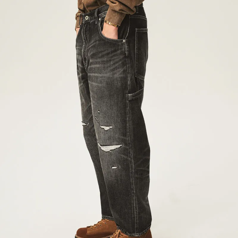 TEKABLU Jeans Men's Washed Black-3