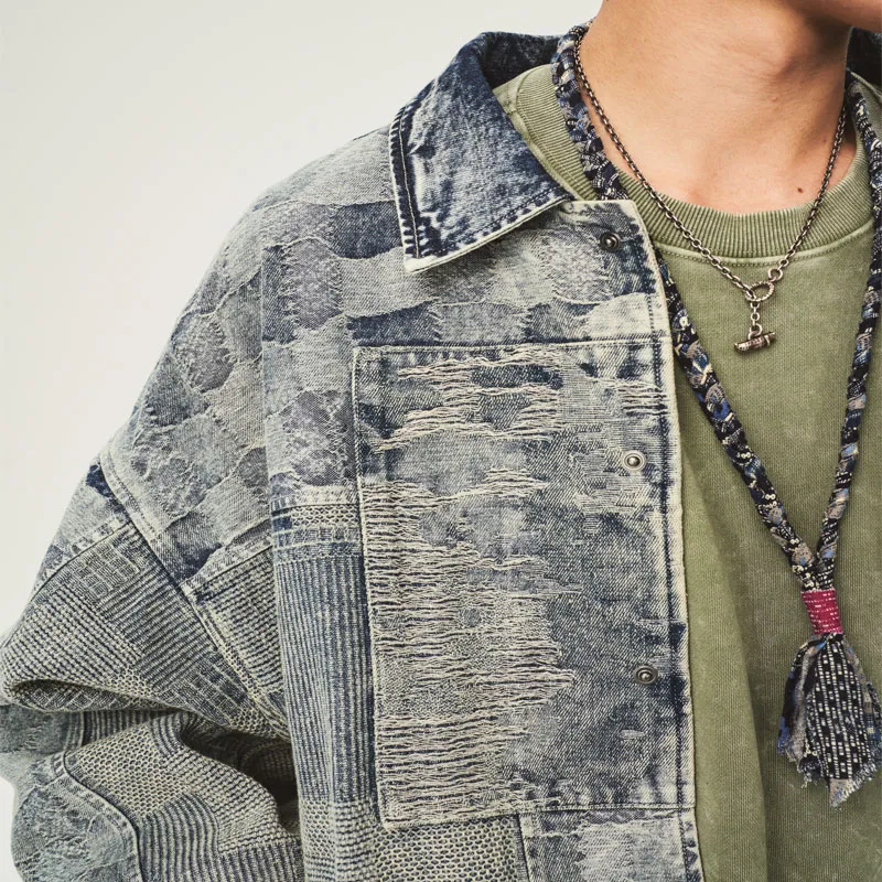 TEKABLU Loose Fit Jacket Unisex Denim Blue-7