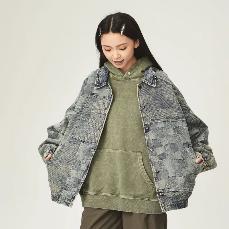 TEKABLU Loose Fit Jacket Unisex Denim Blue-4