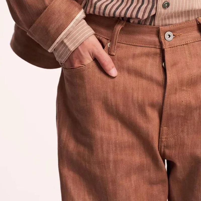 TEKABLU Jeans Men's Raw Denim Camel-7