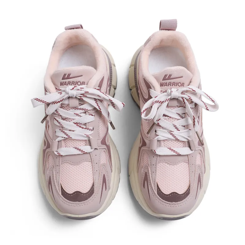 Warrior Slip Resistant Warm And Wear Resistant Low Top Chunky Sneakers Women's Pink-2