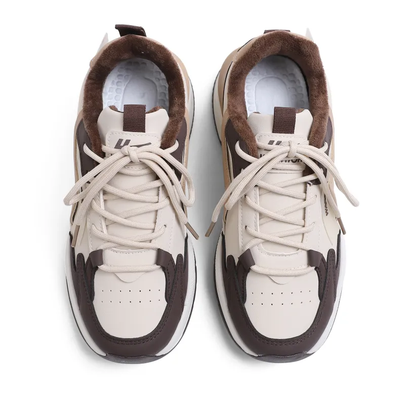 Warrior Slip Resistant Thermal Low Top Chunky Sneakers Men's Khaki Brown-2