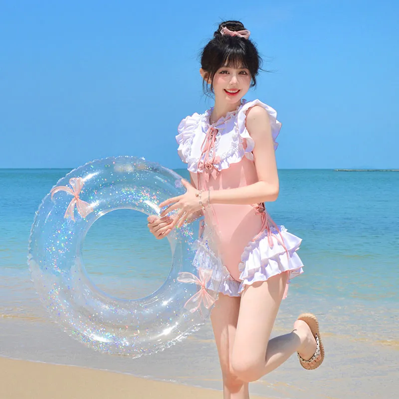 YuChaJia One piece Swimsuit Women's Light Pink-1