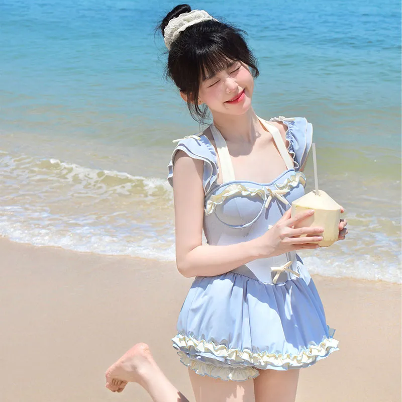 YuChaJia One piece Swimsuit Women's Light Blue-1