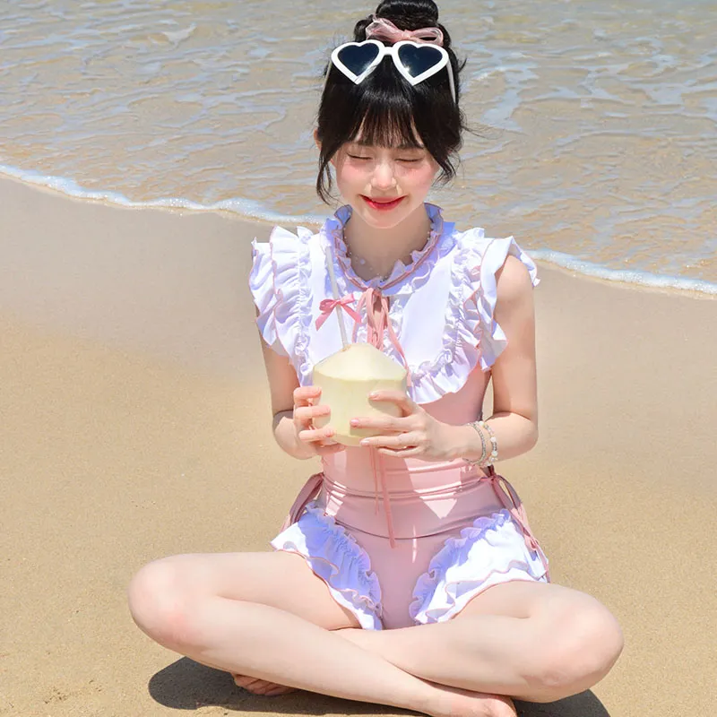 YuChaJia One piece Swimsuit Women's Light Pink-3