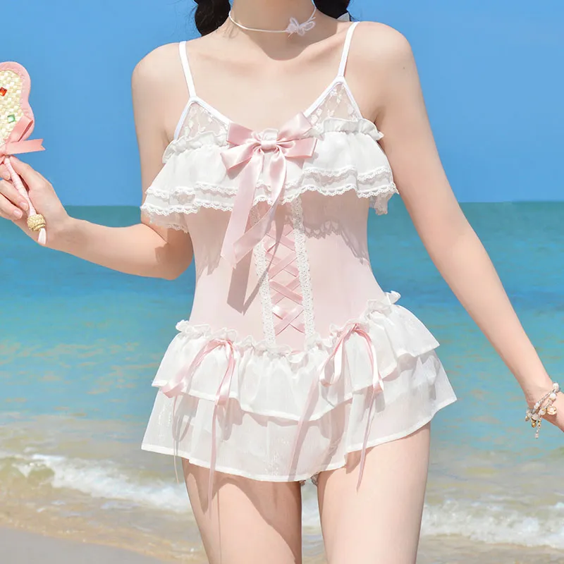 YuChaJia One piece Swimsuit Women's Light Pink-1