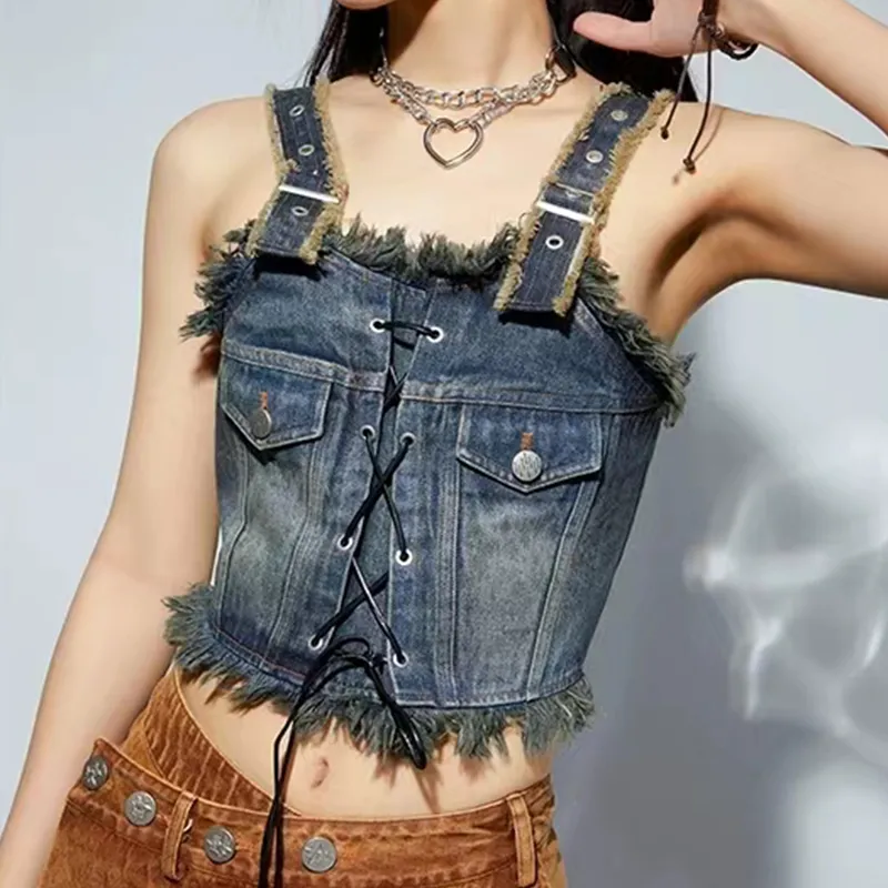 BE ALL KABUTO Camisole Women's Denim Blue-3