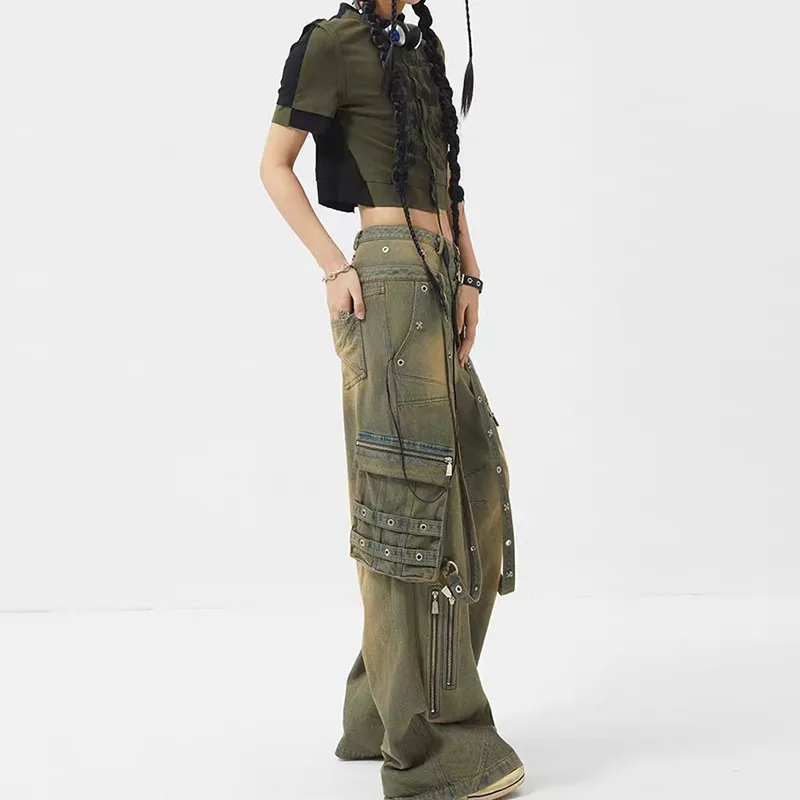 BE ALL KABUTO Jeans Women's Yellow Green-3