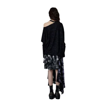 BE ALL KABUTO Drop Shoulder Sleeve T Shirt Women's Black