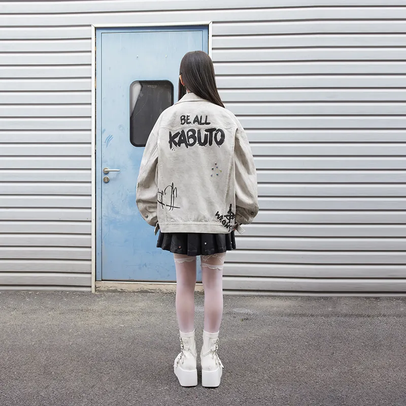 BE ALL KABUTO Jackets Coats Women's Dirty Wash Gray White-3